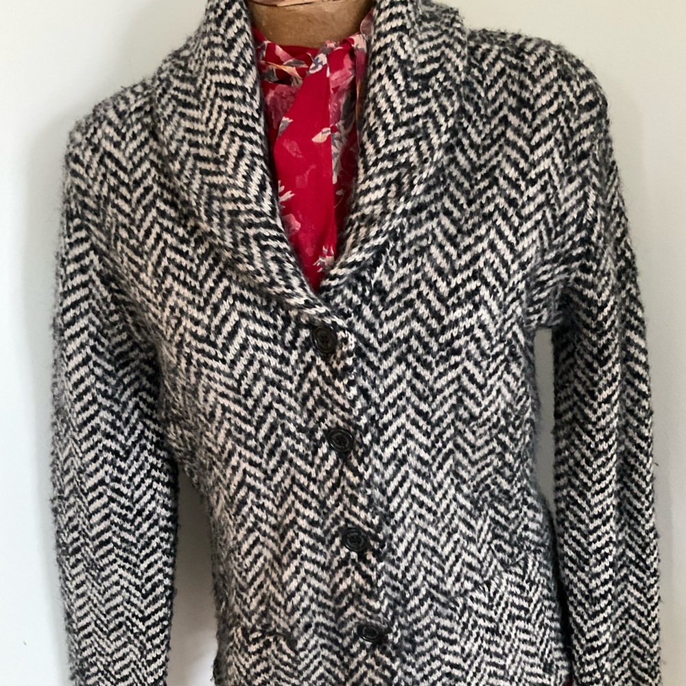 Vintage Ralph Lauren Wool Alpaca Cashmere‎ Herringbone Shawl Collar Jacket
